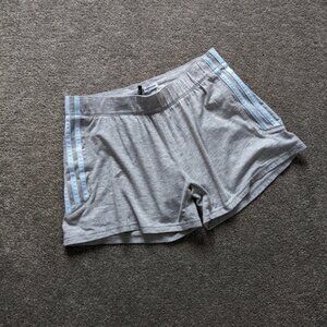 Adidas gray and blue lined activewear shorts women's Small